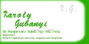 karoly gubanyi business card